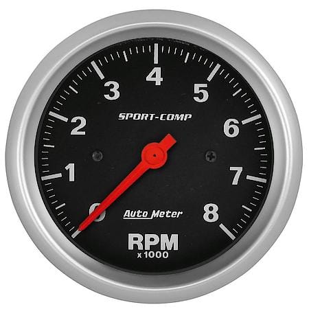 Gauge, Tachometer, 3 3/8", 8K Rpm, In-Dash, Sport-Comp