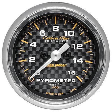 Gauge; Pyrometer (EGT); 2 1/16"; 1600 Deg. F; Stepper Motor; Carbon Fiber