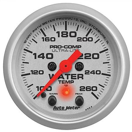 Gauge; Water Temperature; 2 1/16"; 260 Deg. F; Digital Stepper Motor With Peak/Warn; Ultra