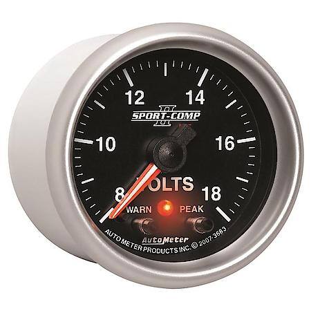 Gauge; Voltmeter; 2 1/16"; 18V; Digital Stepper Motor With Peak/Warn; Sport-Comp