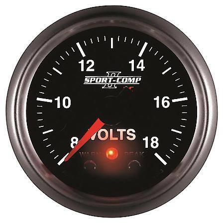 Gauge; Voltmeter; 2 1/16"; 18V; Digital Stepper Motor With Peak/Warn; Sport-Comp
