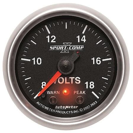 Gauge; Voltmeter; 2 1/16"; 18V; Digital Stepper Motor With Peak/Warn; Sport-Comp