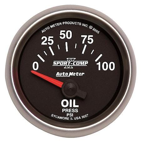Gauge; Oil Pressure; 2 1/16"; 100 PSI; Electric; Sport-Comp II