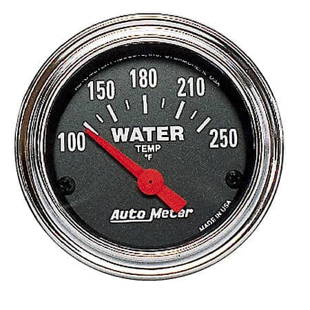 Gauge; Water Temperature; 2 1/16"; 100-250 Deg. F; Electric; Traditional Chrome