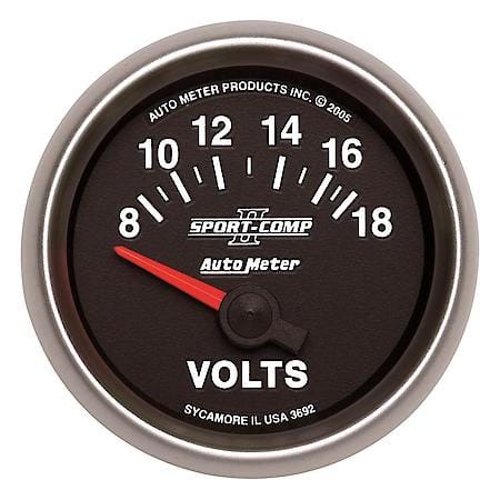 Gauge; Voltmeter; 2 1/16"; 18V; Electric; Sport-Comp II