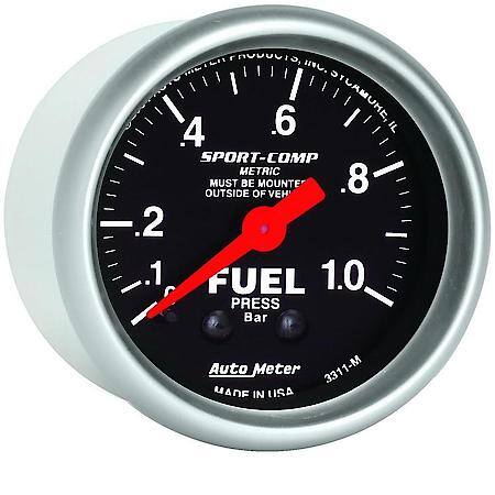 Gauge; Fuel Pressure; 2 1/16"; 1.0Bar; Mechanical; Sport-Comp