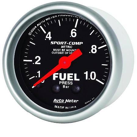Gauge; Fuel Pressure; 2 1/16"; 1.0Bar; Mechanical; Sport-Comp