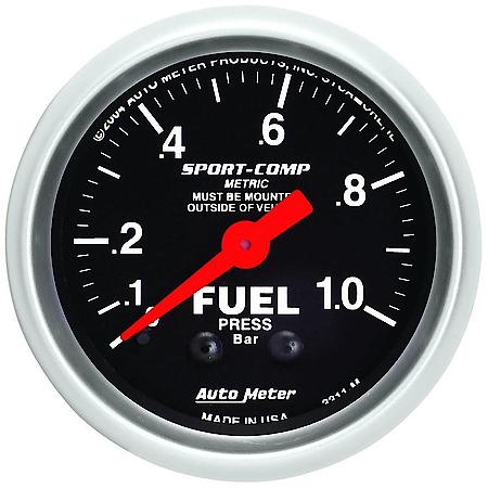 Gauge; Fuel Pressure; 2 1/16"; 1.0Bar; Mechanical; Sport-Comp
