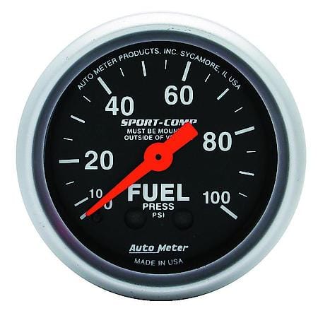 Gauge; Fuel Pressure; 2 1/16"; 100 PSI; Mechanical; Sport-Comp