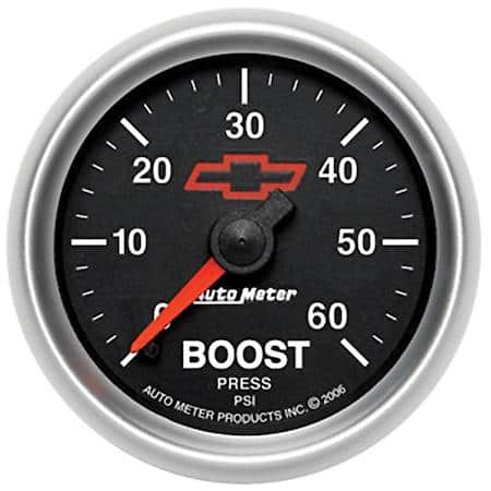Gauge; Boost; 2 1/16"; 60 PSI; Mechanical; GM Bowtie Black