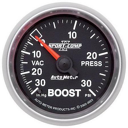 Gauge; Vac/Boost; 2 1/16"; 30Inhg-30 PSI; Mechanical; Sport-Comp II