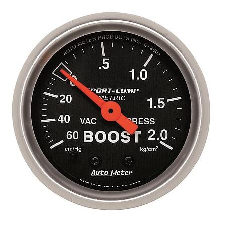 Gauge; Vac/Boost; 2 1/16"; 60Cmhg-2.1Kg/Cm2; Mechanical; Sport-Comp