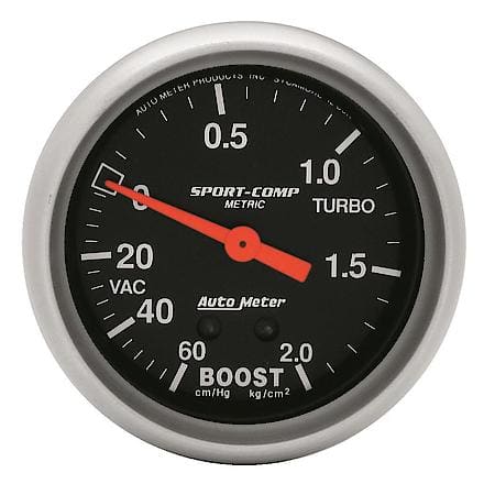 GAUGE; VAC/BOOST; 2 5/8in.; 60CMHG-2.1KG/CM2; MECHANICAL; SPORT-COMP