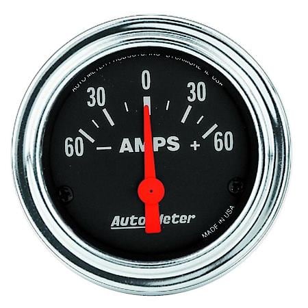 Gauge; Ammeter; 2 1/16"; 60A; Electric; Traditional Chrome