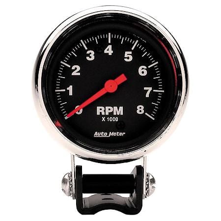 Gauge; Tachometer; 2 5/8"; 8K RPM; Pedestal; Traditional Chrome