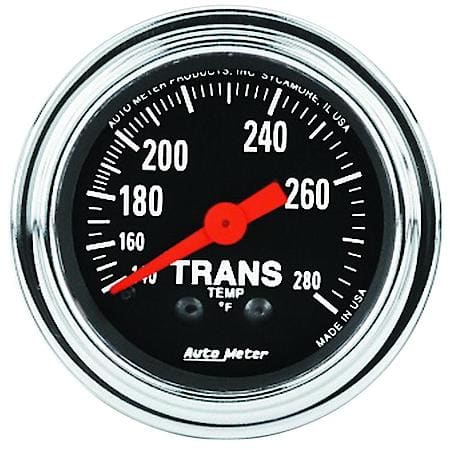 Gauge; Trans Temperature; 2 1/16"; 140-280 Deg. F; Mechanical; 8Ft.; Traditional Chrome