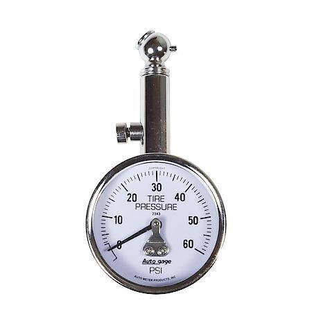 Gauge; Tire Pressure; Analog; 60 PSI; White Dial; With Peak Hold; AutoGauge