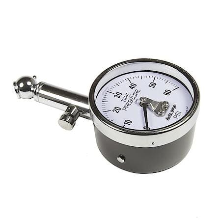 Gauge; Tire Pressure; Analog; 60 PSI; White Dial; With Peak Hold; AutoGauge