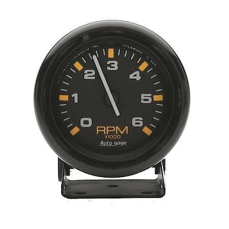Gauge; Tachometer; 2 3/4"; 6K RPM; Pedestal; Black Dial Black Case; AutoGauge