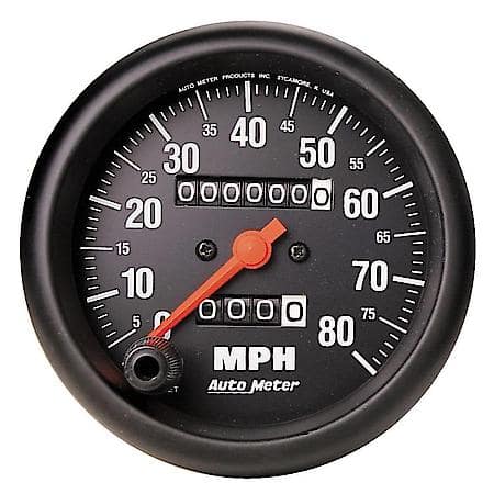 Gauge; Speedometer; 3 3/8"; 80MPH; Mechanical; Z-Series