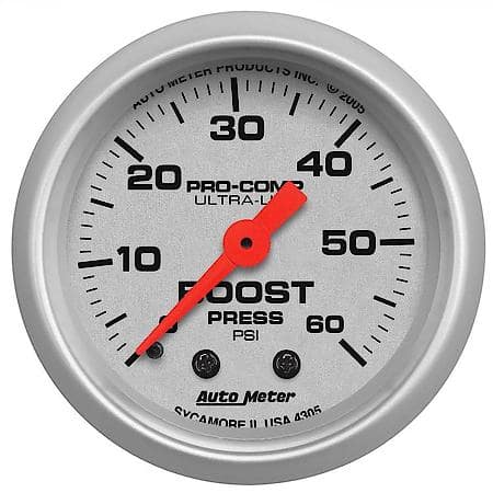 Gauge; Boost; 2 1/16"; 60 PSI; Mechanical; Ultra-Lite