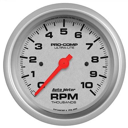 Gauge; Tachometer; 3 3/8"; 10K RPM; In-Dash; Ultra-Lite