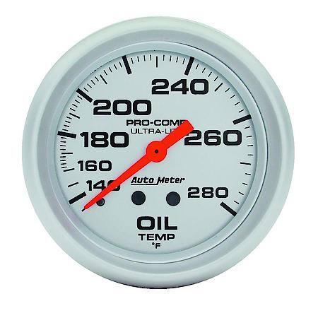Gauge; Oil Temperature; 2 5/8"; 140-280 Deg. F; Mechanical; Ultra-Lite