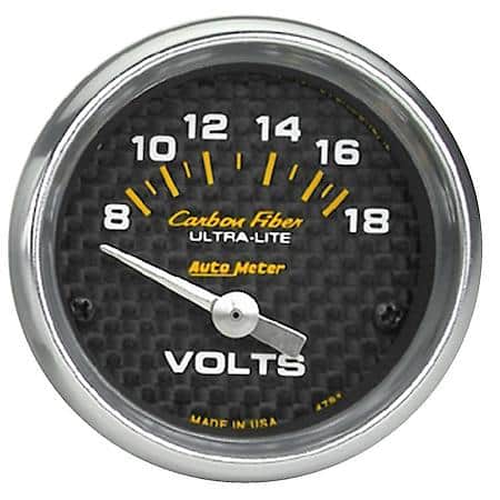 Gauge; Voltmeter; 2 1/16"; 18V; Electric; Carbon Fiber