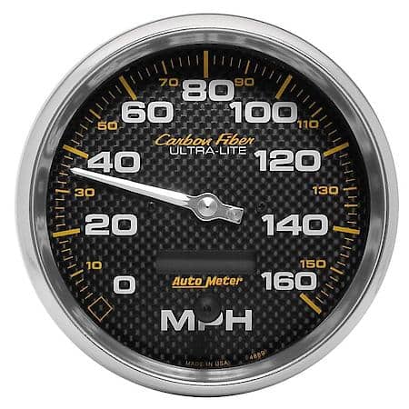 Gauge; Speedometer; 5"; 160MPH; Electrical Programmable; Carbon Fiber