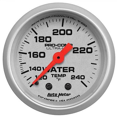 Gauge; Water Temperature; 2 1/16"; 120-240 Deg. F; Mechanical; 12'; Ultra-Lite