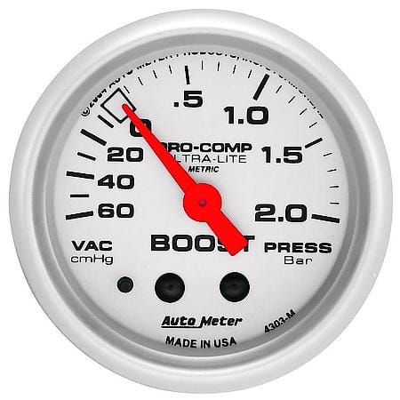 Gauge; Vac/Boost; 2 1/16"; 60Cmhg-2.0Bar; Mechanical; Ultra-Lite