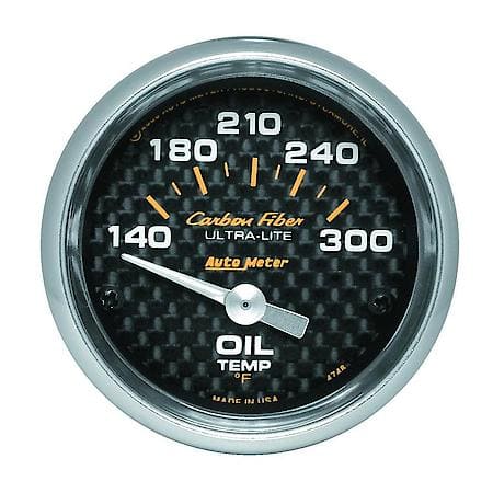 Gauge; Oil Temperature; 2 1/16"; 140-300 Deg. F; Electric; Carbon Fiber
