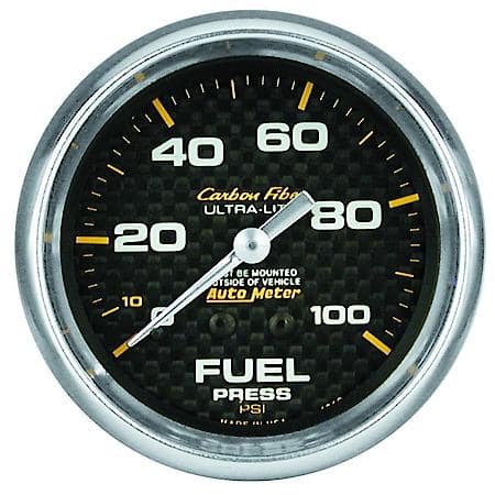 Gauge; Fuel Pressure; 2 5/8"; 100 PSI; Mechanical; Carbon Fiber