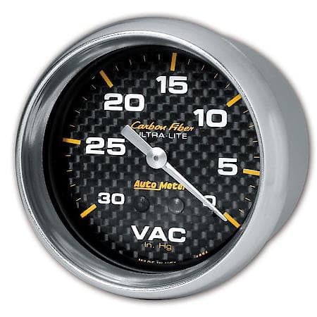 Gauge; Vacuum; 2 5/8"; 30Inhg; Mechanical; Carbon Fiber