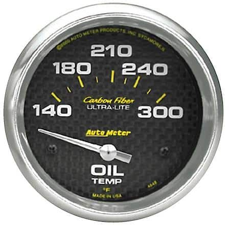 Gauge; Oil Temperature; 2 5/8"; 140-300 Deg. F; Electric; Carbon Fiber