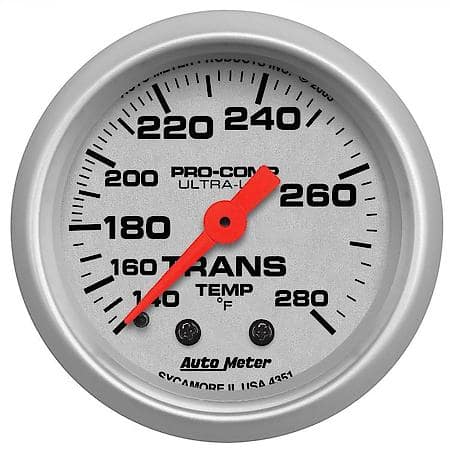 Gauge; Trans Temperature; 2 1/16"; 140-280 Deg. F; Mechanical; 8Ft.; Ultra-Lite