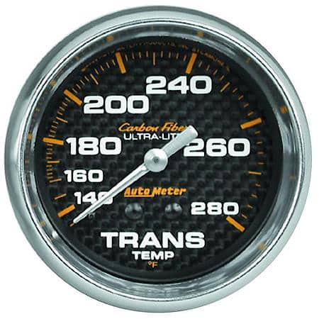 Gauge; Transmission Temperature; 2 5/8"; 140-280 Deg. F; Mechanical; Carbon Fiber