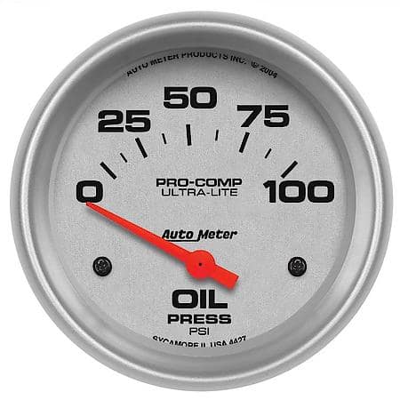 Gauge; Oil Pressure; 2 5/8"; 100 PSI; Electric; Ultra-Lite