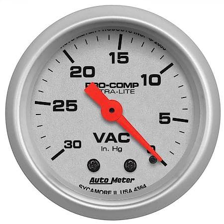 Gauge; Vacuum; 2 1/16"; 30Inhg; Mechanical; Ultra-Lite