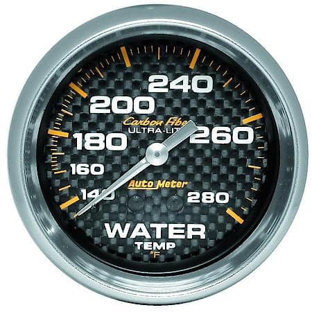 Gauge; Water Temperature; 2 5/8"; 140-280 Deg. F; Mechanical; Carbon Fiber