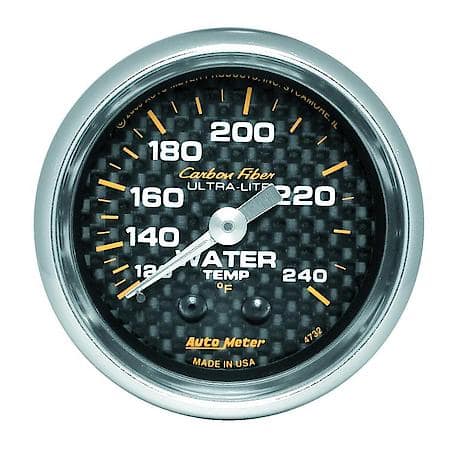 Gauge; Water Temperature; 2 1/16"; 120-240 Deg. F; Mechanical; Carbon Fiber