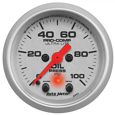 Gauge; Oil Press; 2 1/16"; 100 PSI; Digital Stepper Motor With Peak/Warn; Ultra-Lite