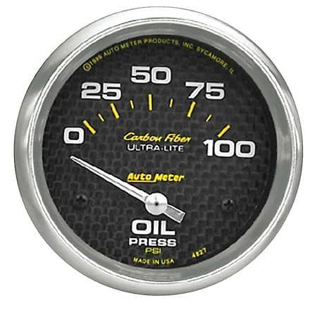 Gauge; Oil Pressure; 2 5/8"; 100 PSI; Electric; Carbon Fiber