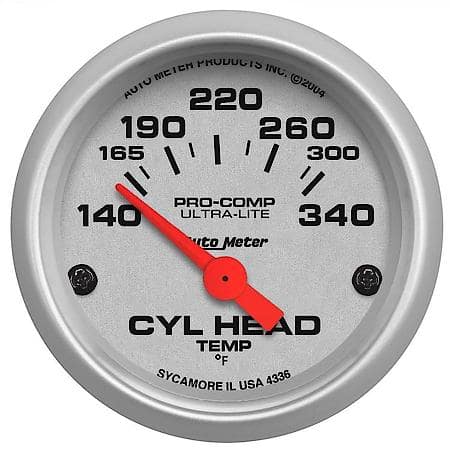 Gauge; Cylinder Head Temperature; 2 1/16"; 140-340  Deg. F; Electric; Ultra-Lite