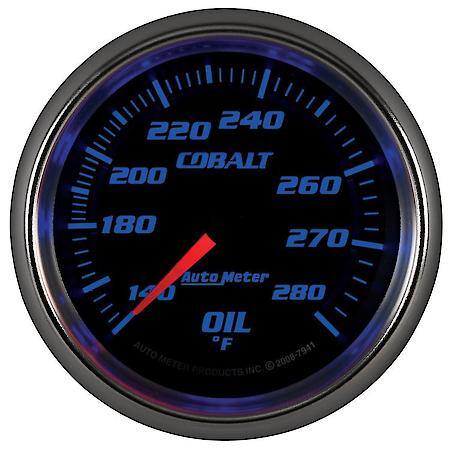 Gauge; Oil Temperature; 2 5/8"; 140-280 Deg. F; Mechanical; Cobalt