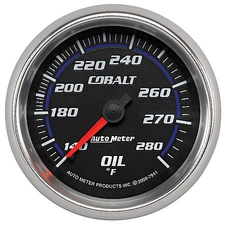 Gauge; Oil Temperature; 2 5/8"; 140-280 Deg. F; Mechanical; Cobalt