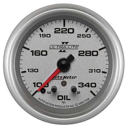 Gauge; Oil Temperature; 2 5/8"; 340 Deg. F; Stepper Motor With Peak/Warn; Ultra-Lite II