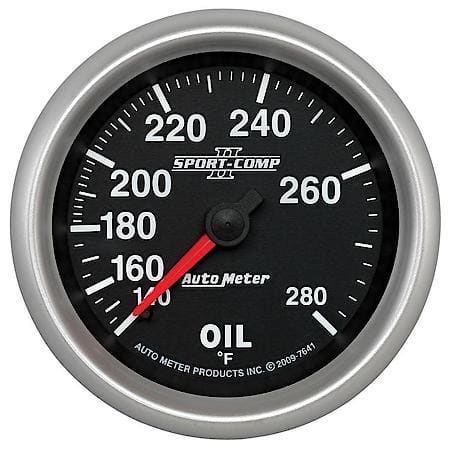 Gauge; Oil Temperature; 2 5/8"; 140-280 Deg. F; Mechanical; Sport-Comp II