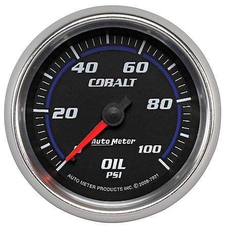 Gauge; Oil Pressure; 2 5/8"; 100 PSI; Mechanical; Cobalt