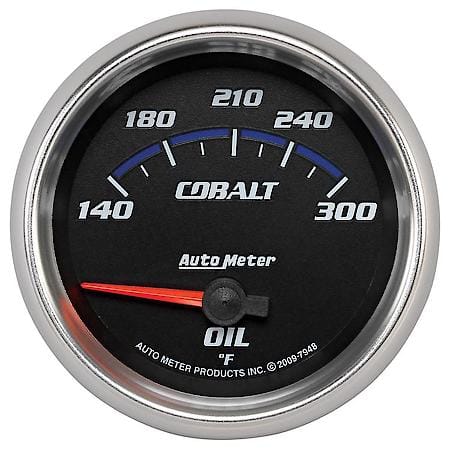 Gauge; Oil Temperature; 2 5/8"; 140-300 Deg. F; Electric; Cobalt